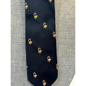 Men's Necktie‎ Navy Blue Holiday Classic Christmas Neck Tie Candy Canes Bows